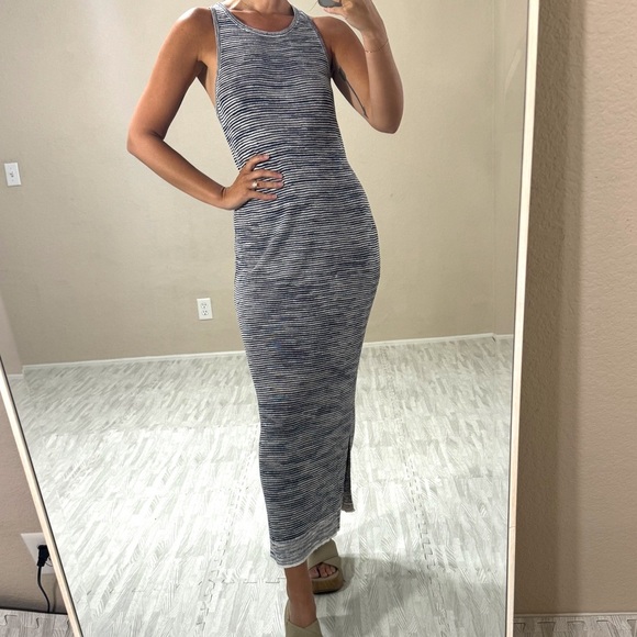 Theory Blue and White Striped Maxi Dress - Picture 1 of 13